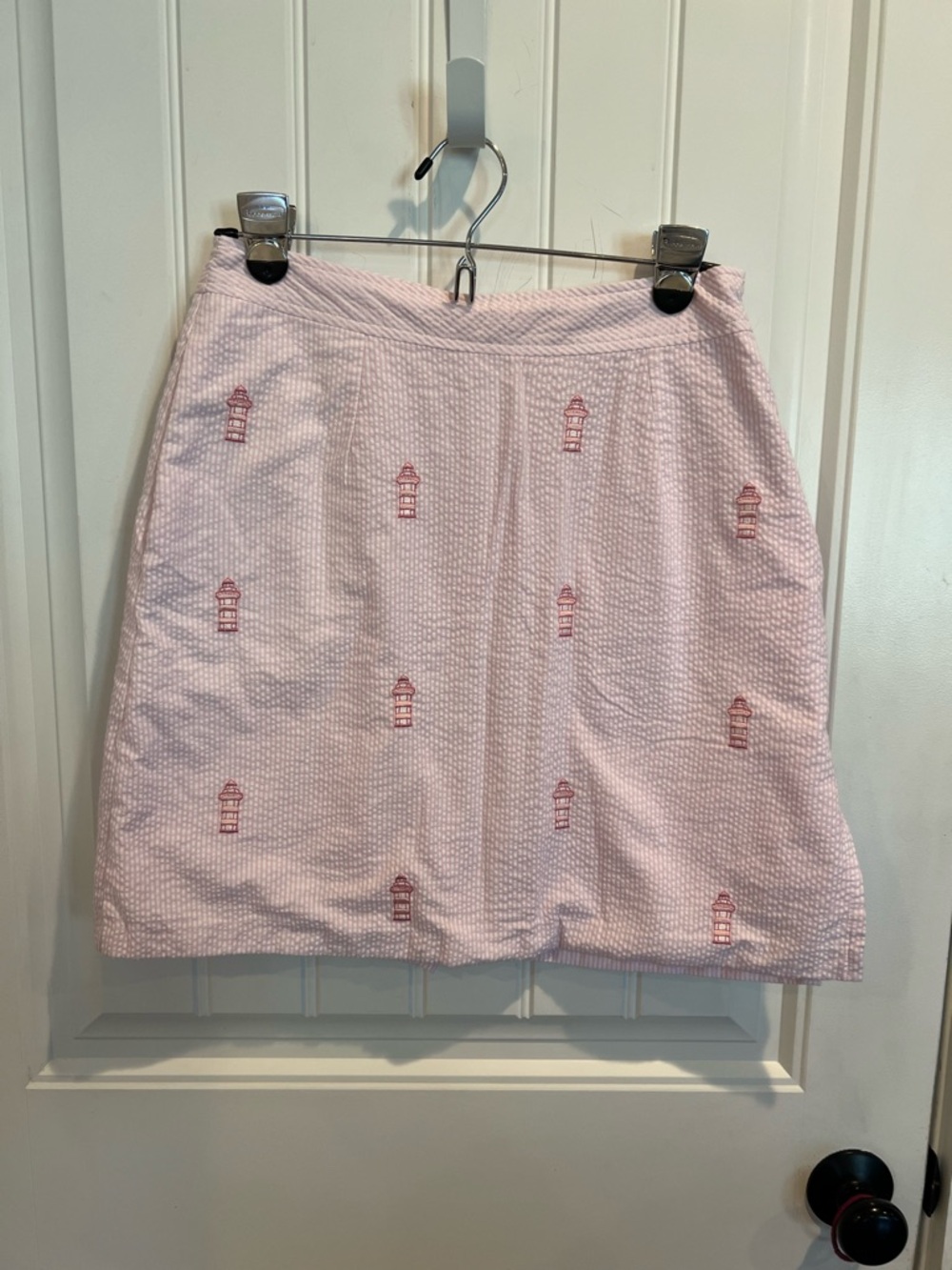 Light Pink Embroidered Seersucker Skort